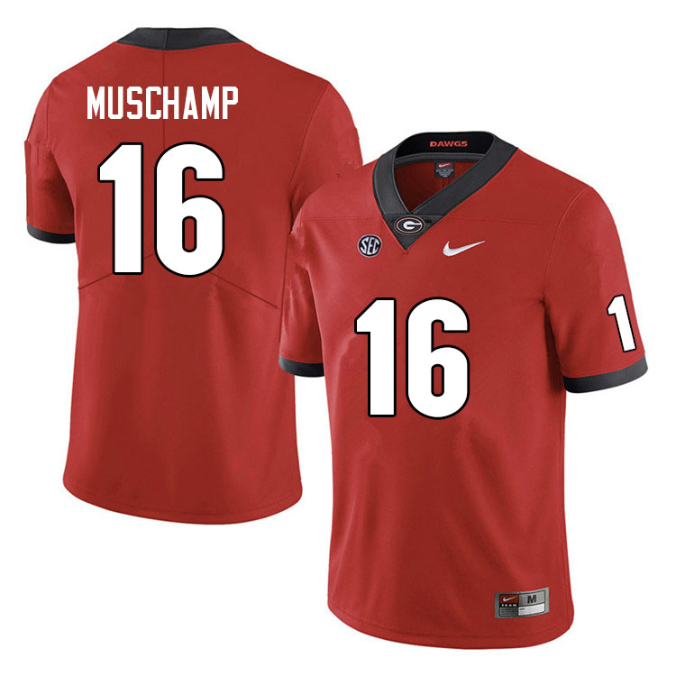 Georgia Bulldogs #16 Jackson Muschamp College Football Jerseys Sale-Red Anniversary